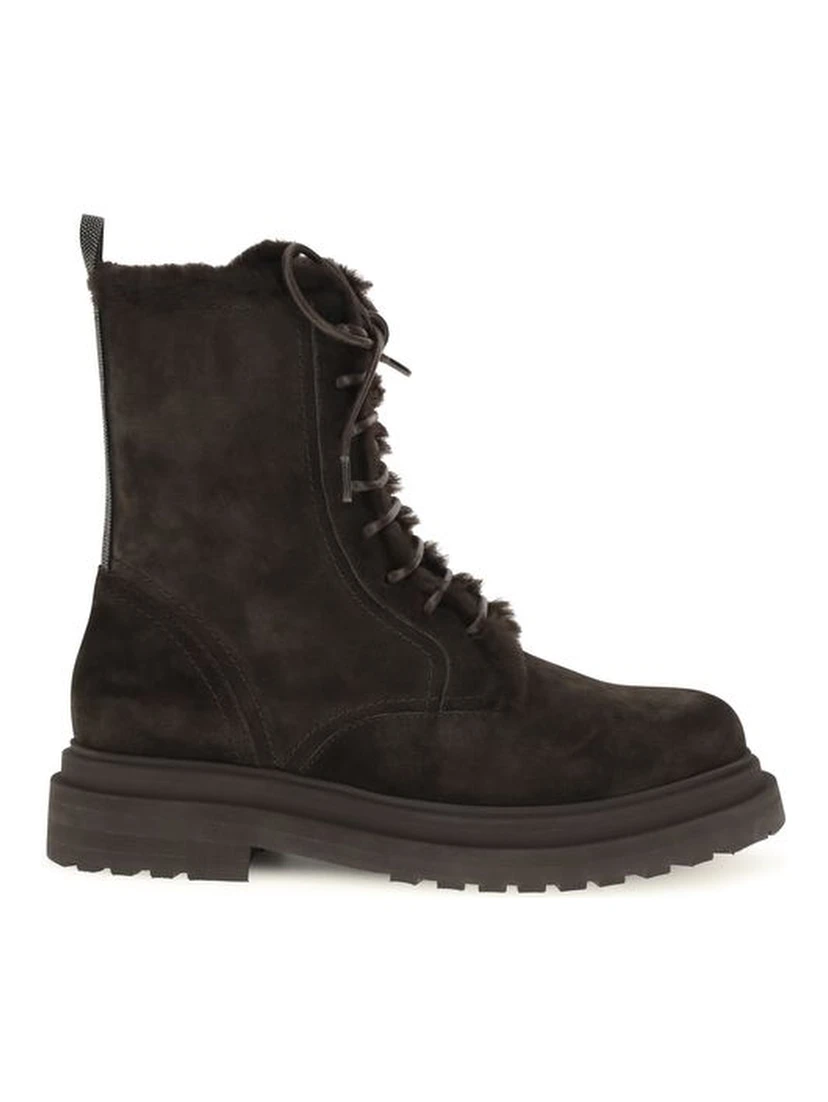 Black Calf Leather Bos Taurus Lace-Up Boots