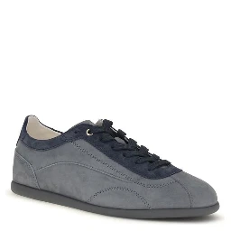 Gray Calf Leather Bos Taurus Low Top Sneakers