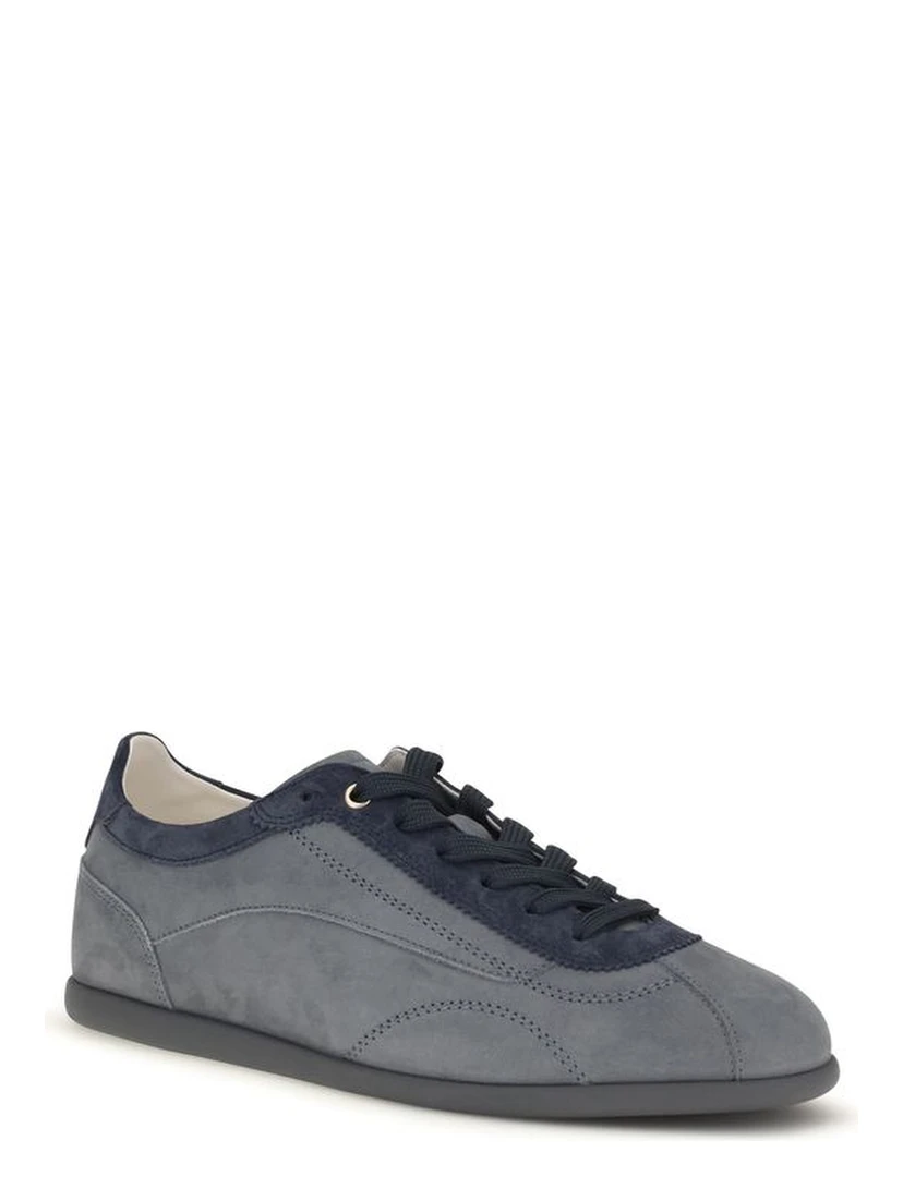 Gray Calf Leather Bos Taurus Low Top Sneakers