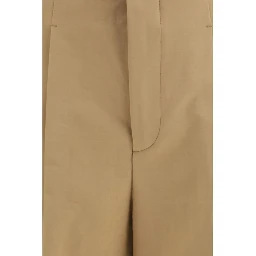 Beige Cotton Casual Pants