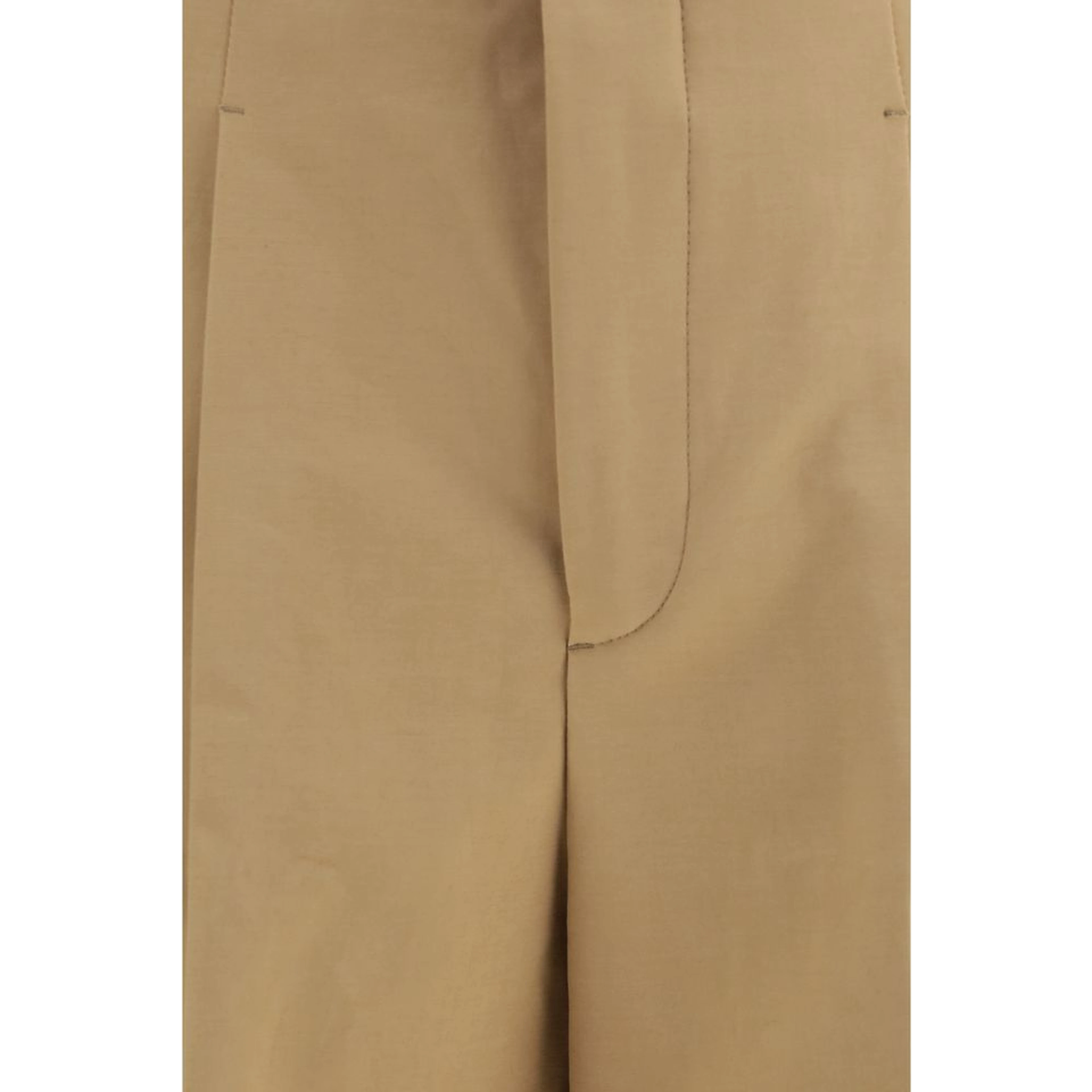 Beige Cotton Casual Pants