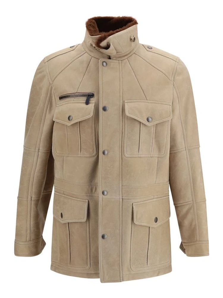 Beige Lambskin Full-Length Jacket