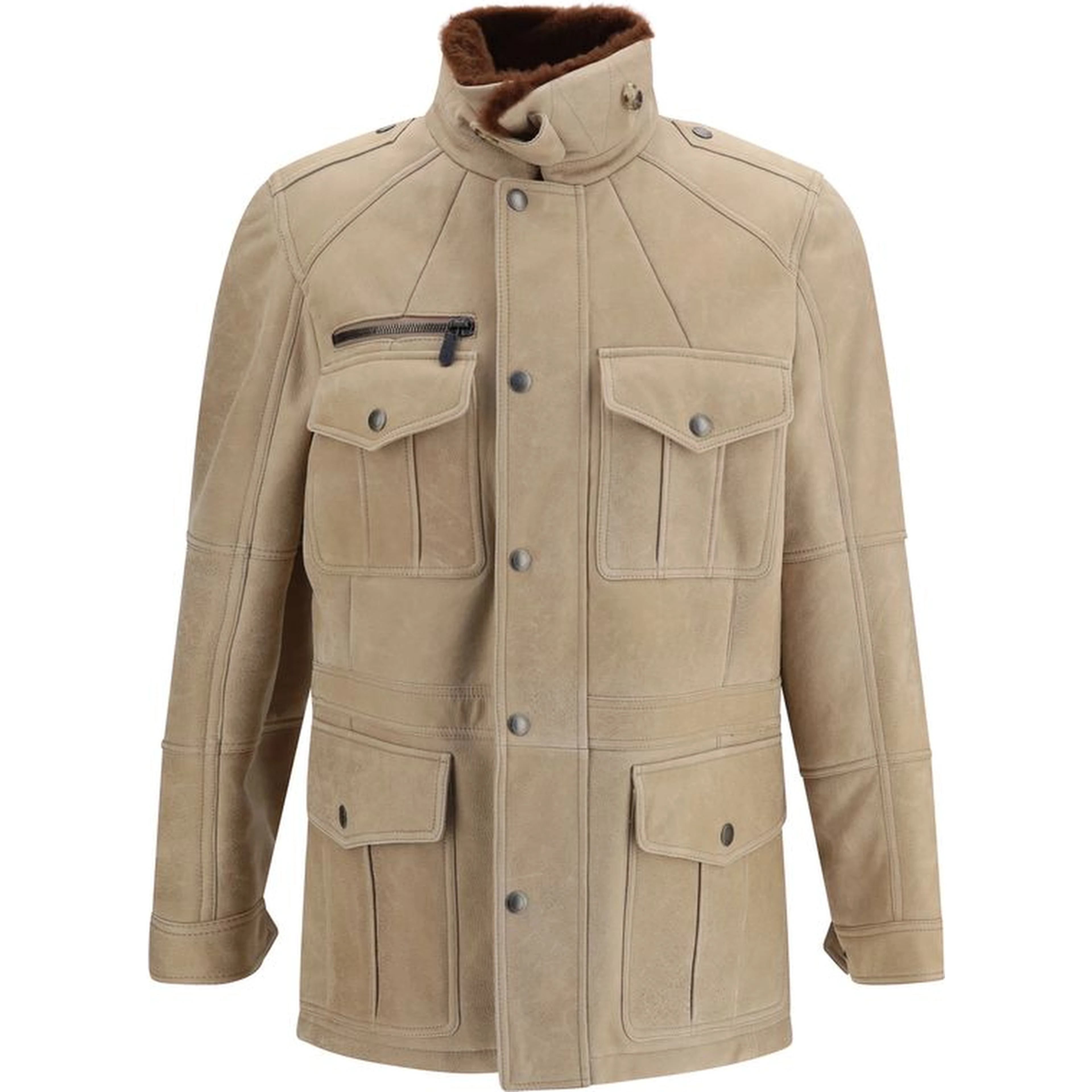 Beige Lambskin Full-Length Jacket