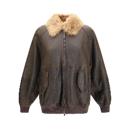 Brown Lambskin Bomber