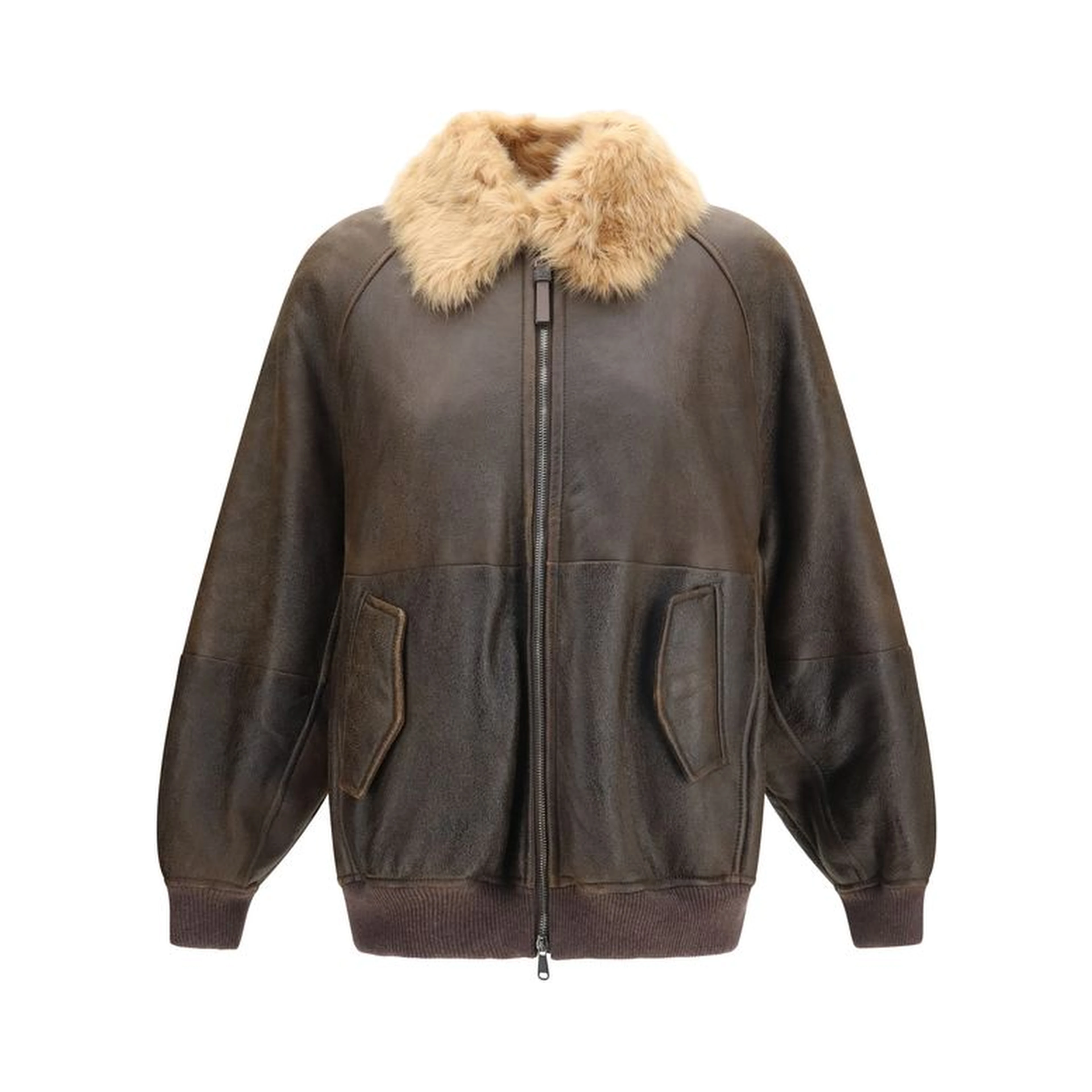 Brown Lambskin Bomber