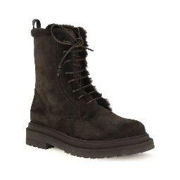 Black Calf Leather Bos Taurus Lace-Up Boots