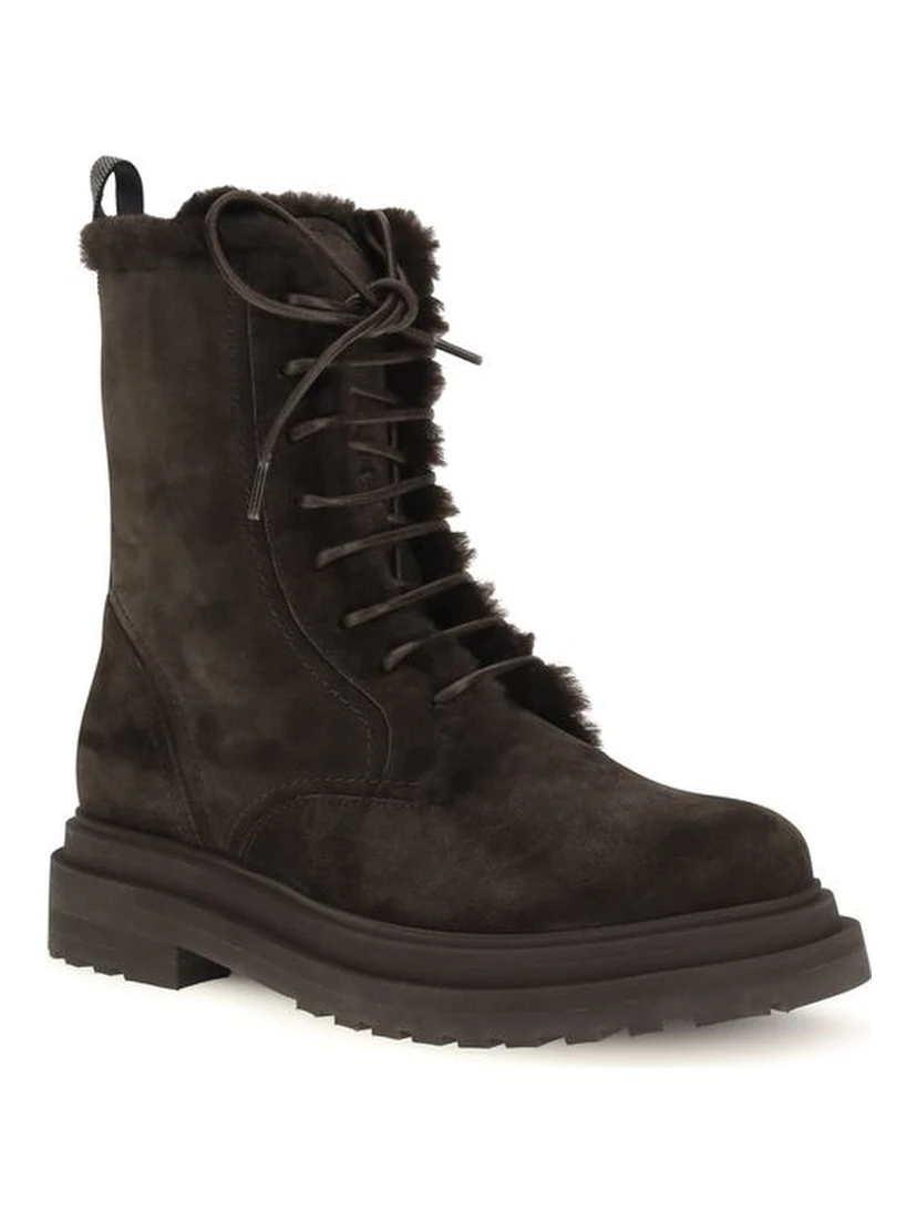 Black Calf Leather Bos Taurus Lace-Up Boots
