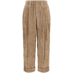 Brown Viscose Casual Pants