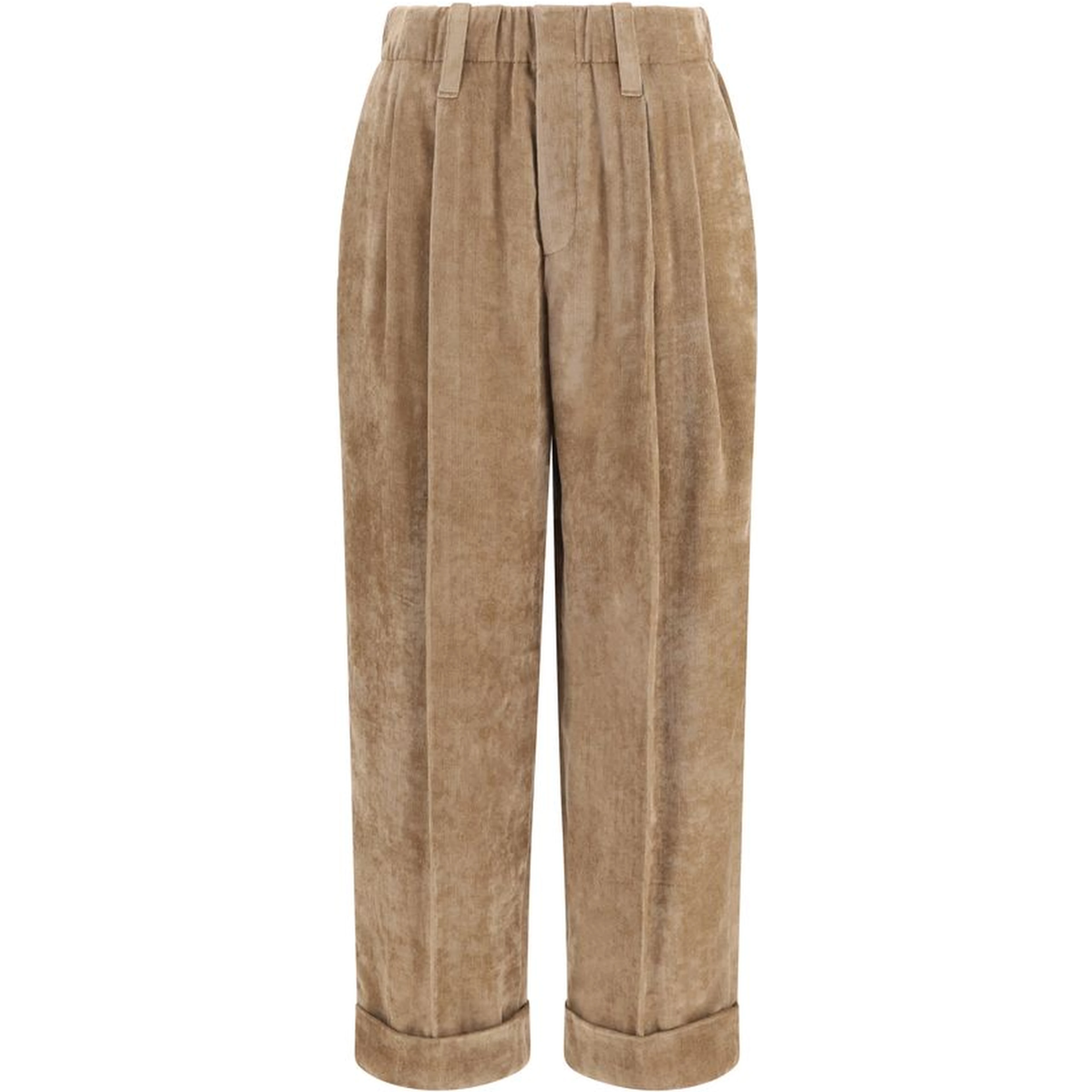 Brown Viscose Casual Pants