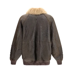 Brown Lambskin Bomber