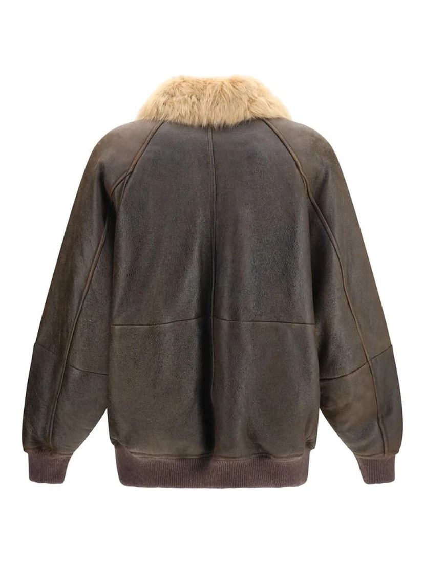 Brown Lambskin Bomber