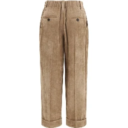 Brown Viscose Casual Pants