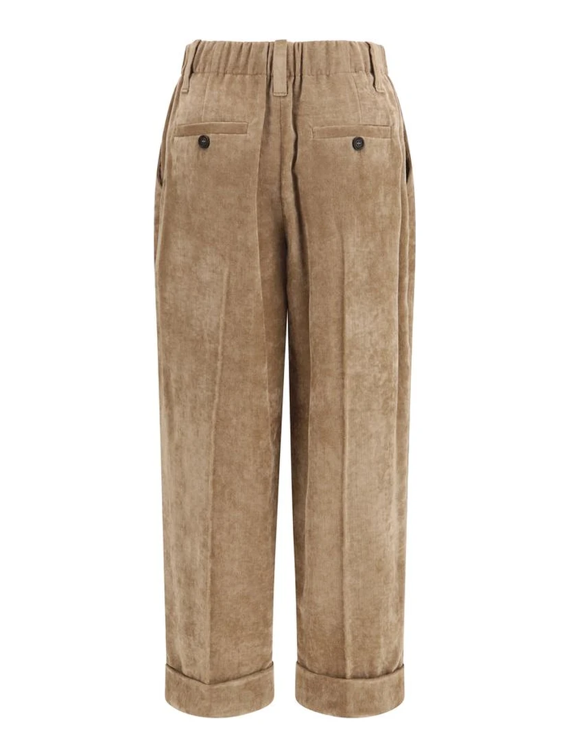 Brown Viscose Casual Pants