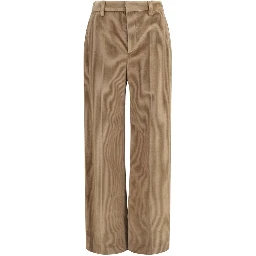 Brown Cotton Casual Pants