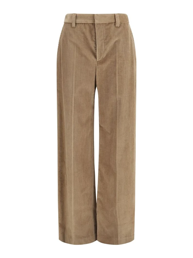 Brown Cotton Casual Pants