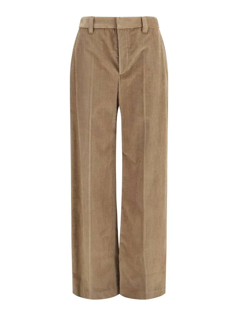 Brown Cotton Casual Pants