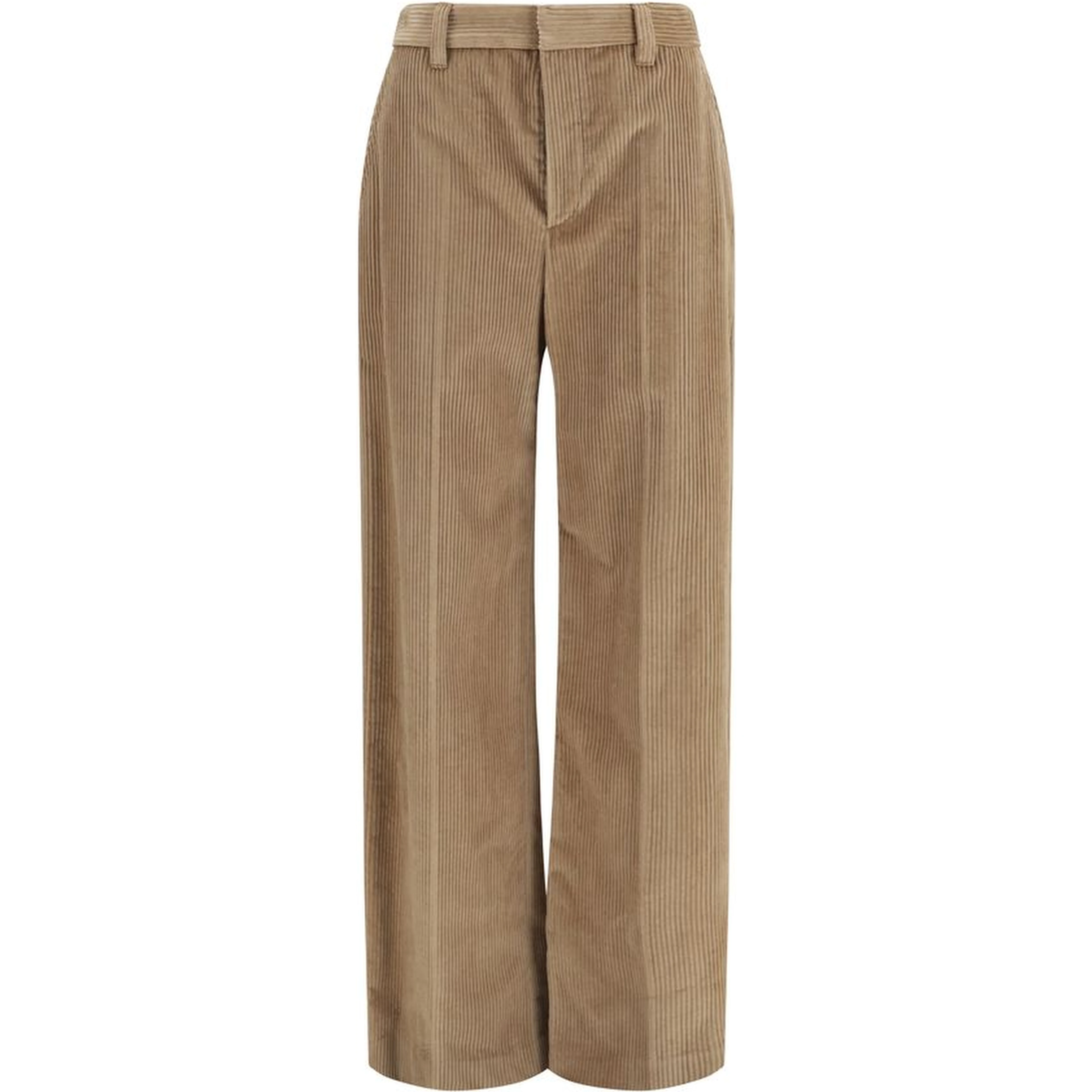 Brown Cotton Casual Pants
