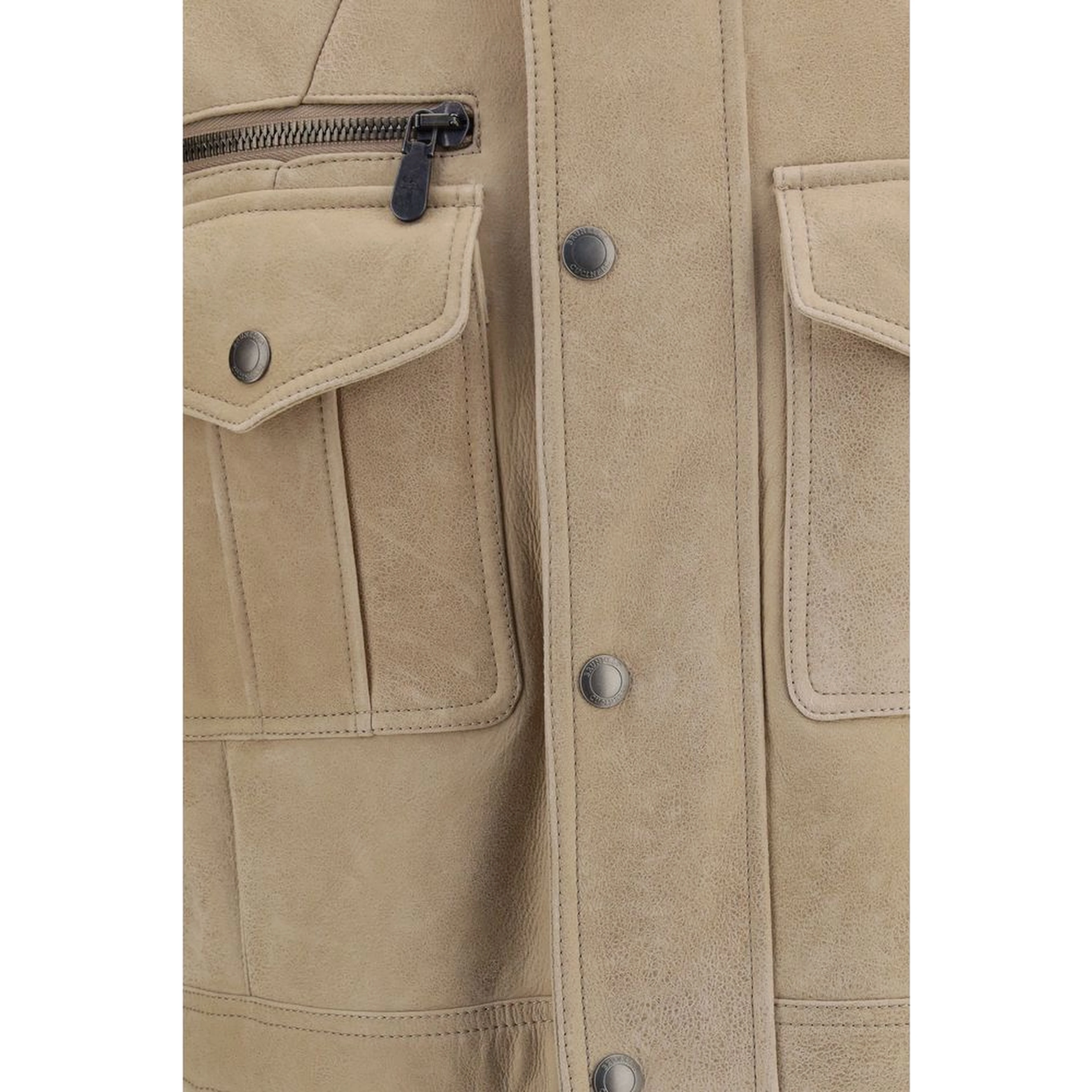 Beige Lambskin Full-Length Jacket