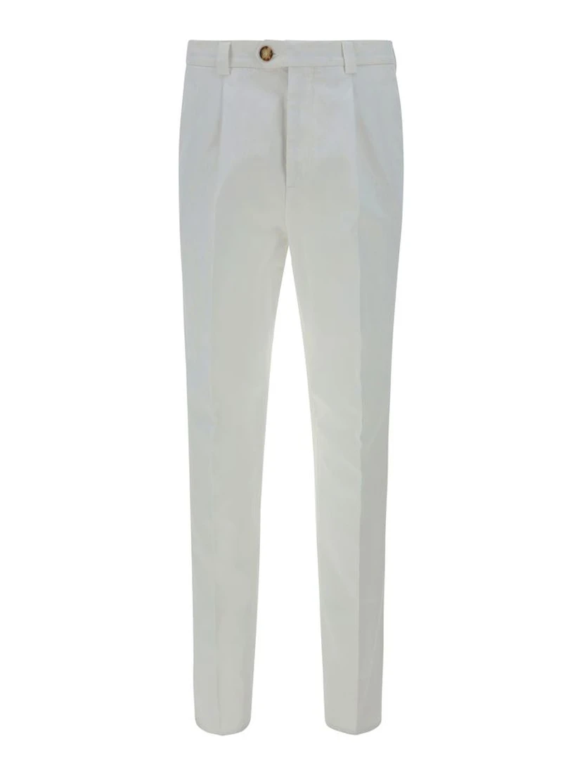White Cotton Casual Pants