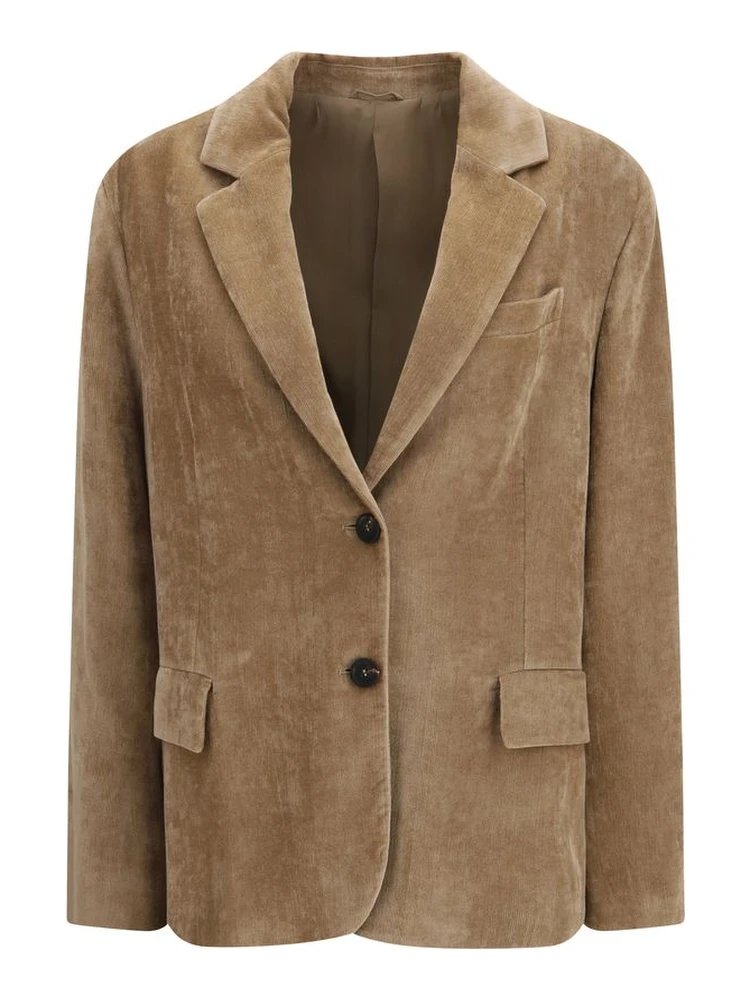 Beige Viscose Full-Length Jacket