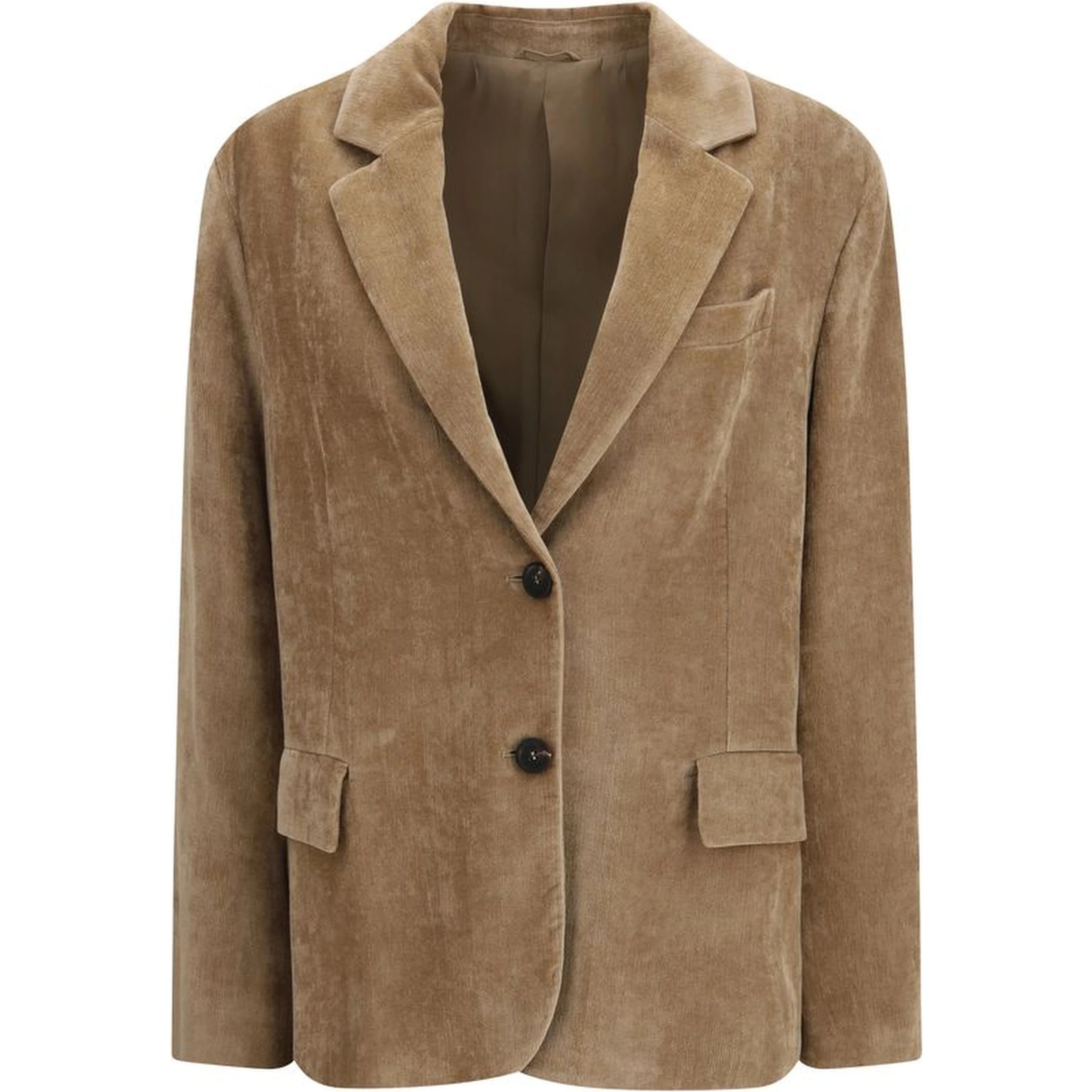 Beige Viscose Full-Length Jacket