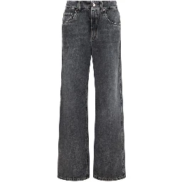 Gray Cotton Straight-Leg Jeans