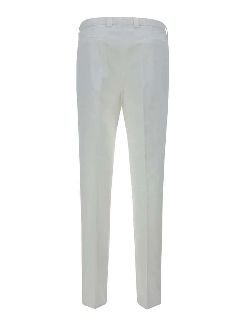 White Cotton Casual Pants