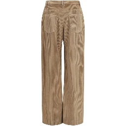 Brown Cotton Casual Pants