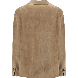 Beige Viscose Full-Length Jacket