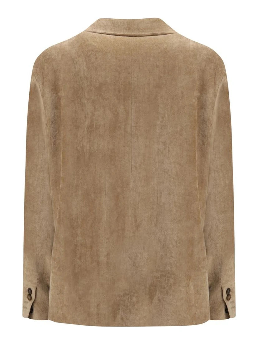 Beige Viscose Full-Length Jacket