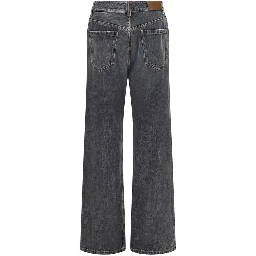 Gray Cotton Straight-Leg Jeans