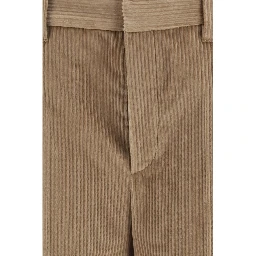 Brown Cotton Casual Pants