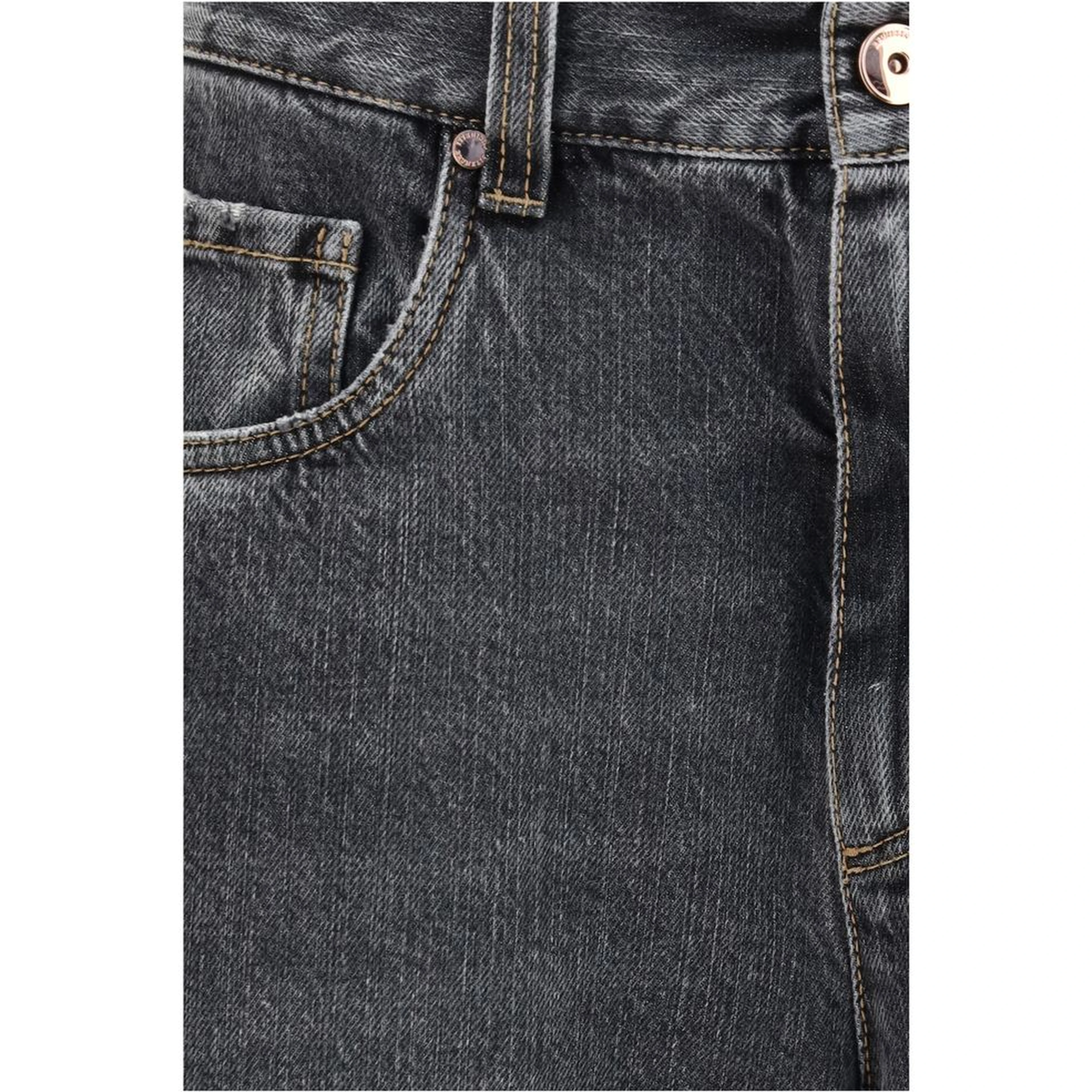 Gray Cotton Straight-Leg Jeans