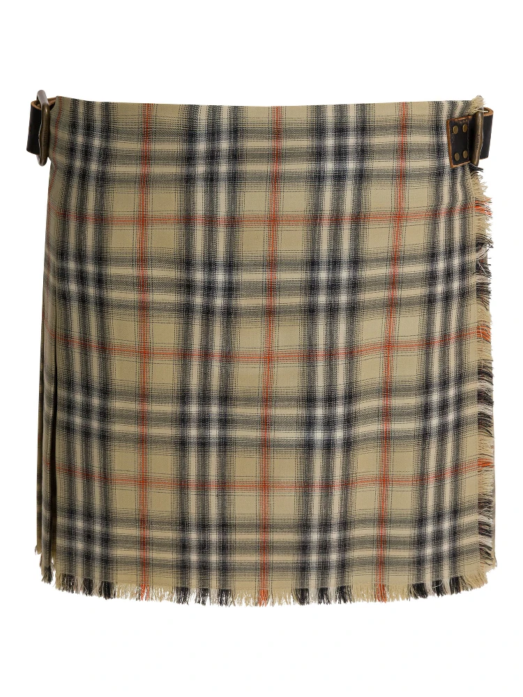 Check skirt in virgin wool