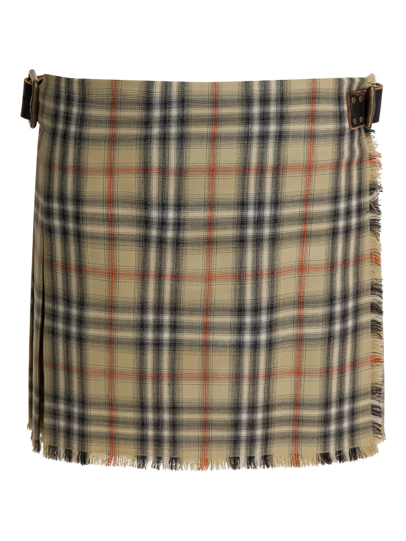 Check skirt in virgin wool