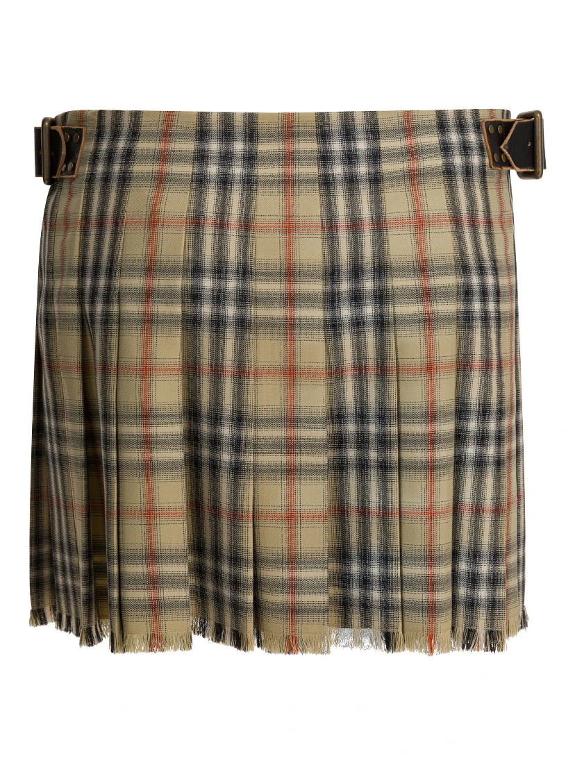 Check skirt in virgin wool