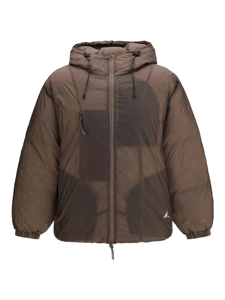 Brown Nylon Full-Length Jacket