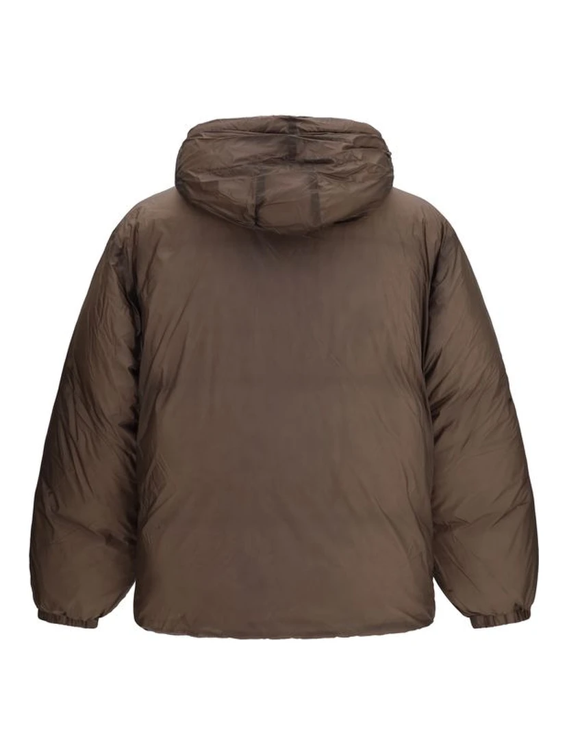 Brown Nylon Full-Length Jacket