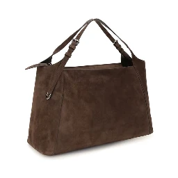 Brown Suede Leather Handbag