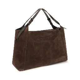 Brown Suede Leather Handbag