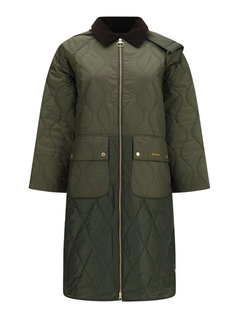 Bicolor Polyester Full-Length Jacket