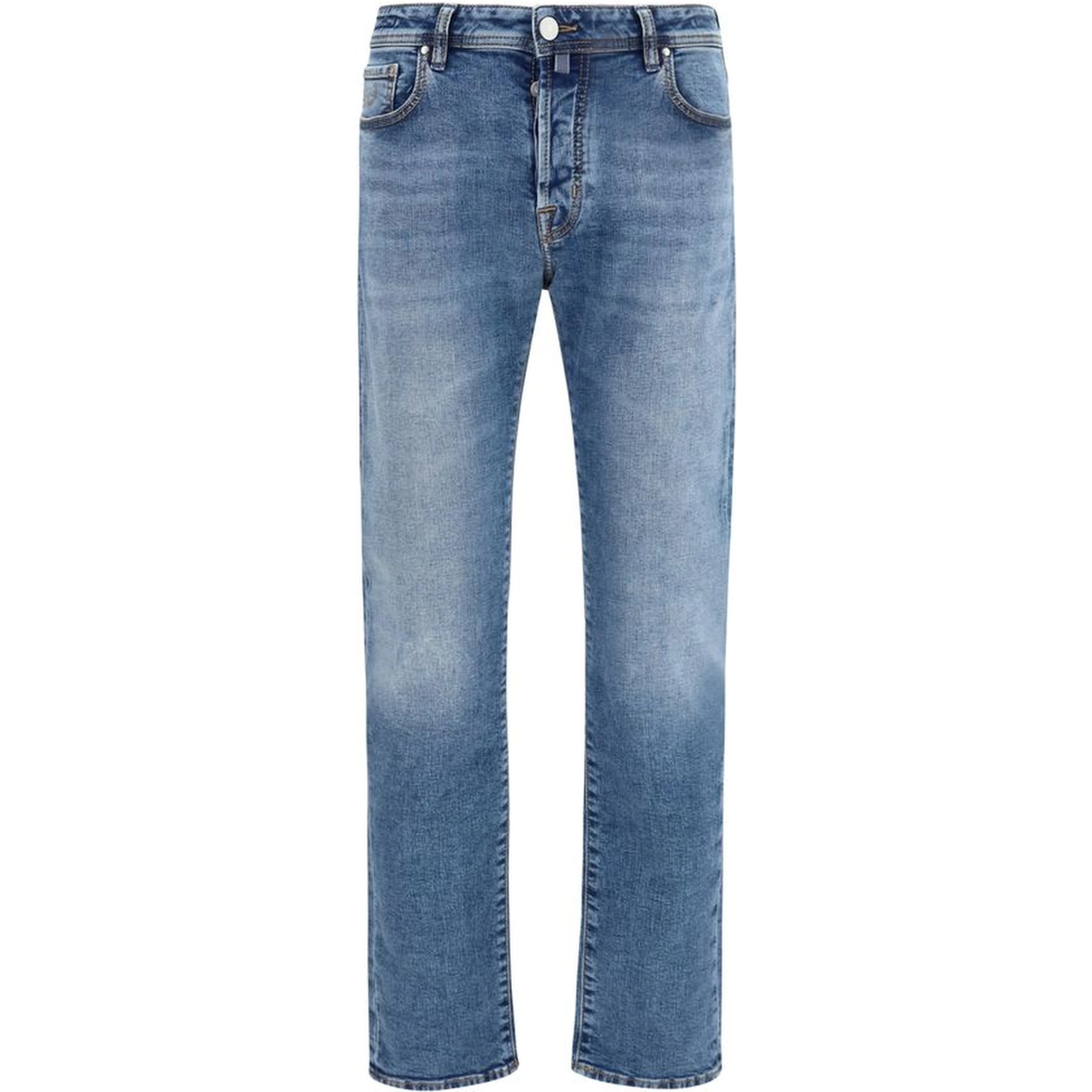 Blue Cotton Tapered Jeans