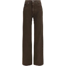 Brown Cotton Straight-Leg Jeans