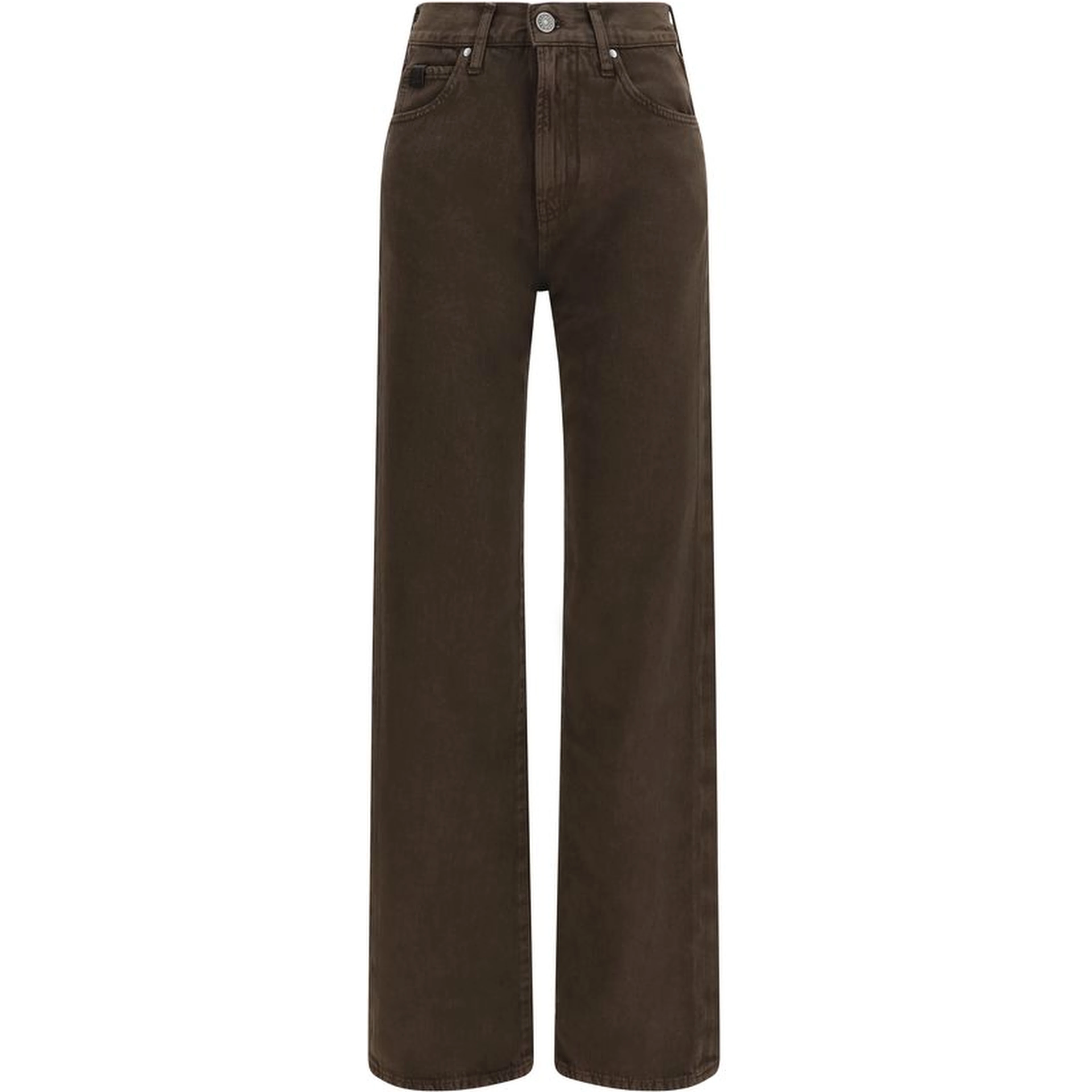 Brown Cotton Straight-Leg Jeans