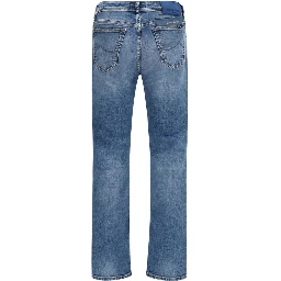 Blue Cotton Tapered Jeans