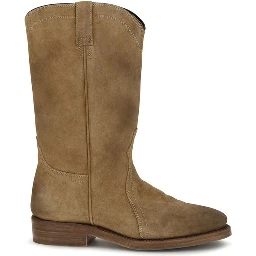 Beige Suede Leather Ankle Boots