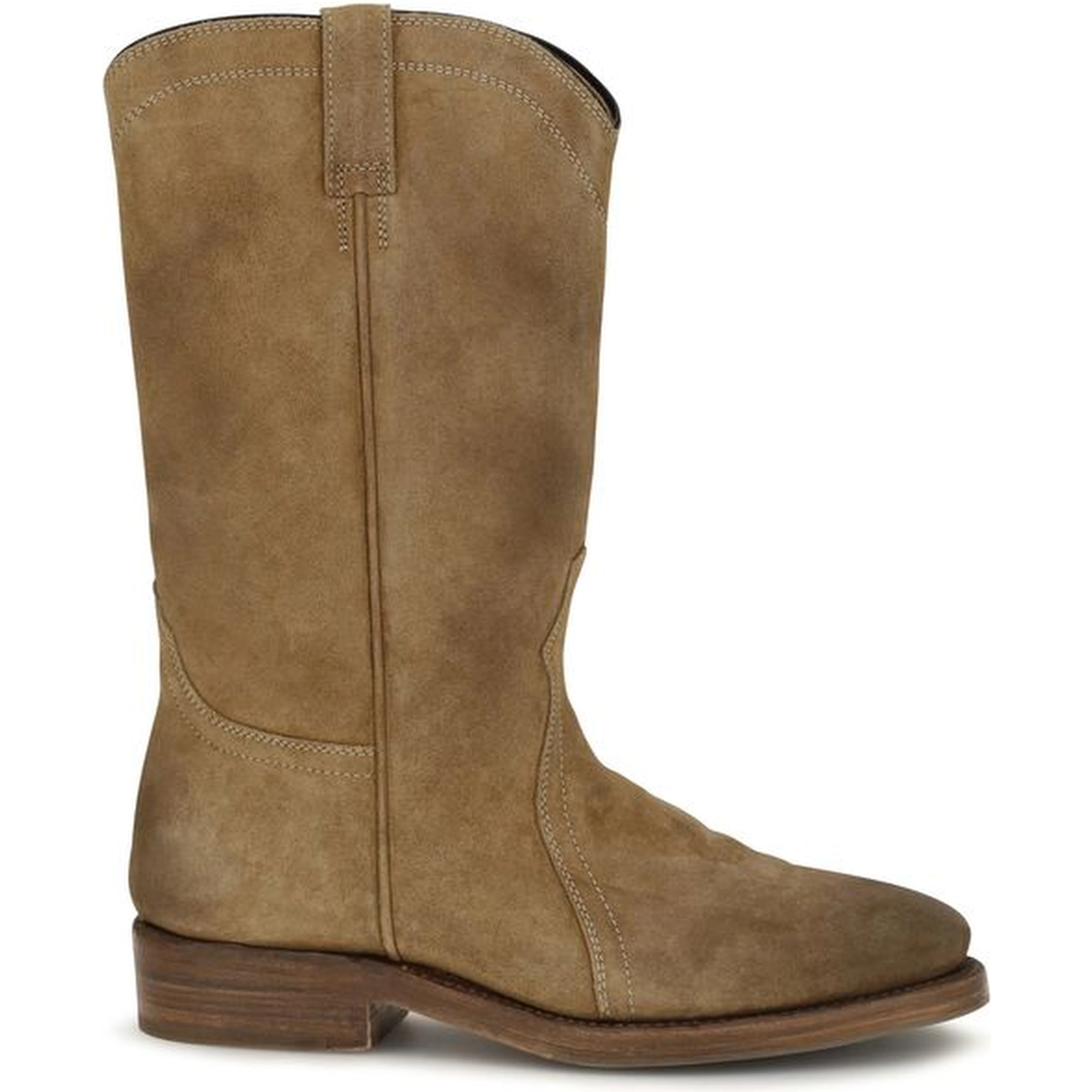 Beige Suede Leather Ankle Boots