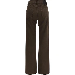 Brown Cotton Straight-Leg Jeans
