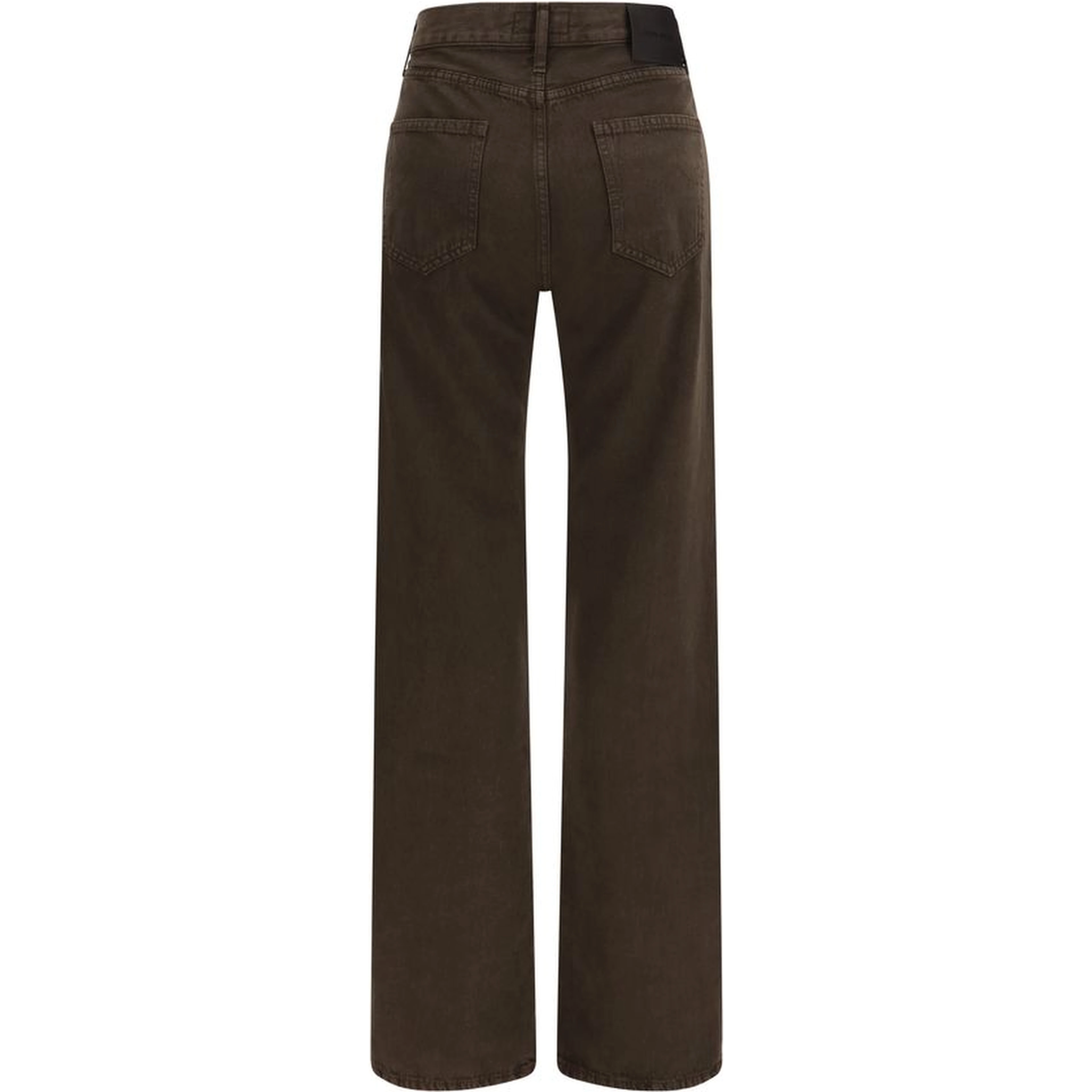 Brown Cotton Straight-Leg Jeans