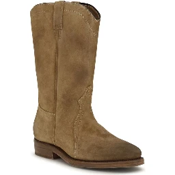 Beige Suede Leather Ankle Boots